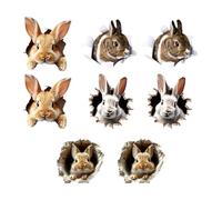 Générique Bunny Hole Wall Decal - Paper Peel & Stick Easter Rabbit Decoration | 8-Piece Removable Bunny Sticker Set for Home Party, Bedroom, Kitchen, Tile, Window, and Nursery