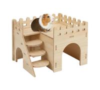 Générique Bunny House 2-Layer - Pet Wooden Natural Decorative with Ladder | Detachable Hamster Playground Shelter Small Animal Hedgehog Chinchilla Mouse Enrichment Boredom Climbing Play