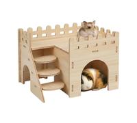 Générique Bunny House - 2 Layer Wooden, Ladder Hamster Playground Shelter | Detachable Hamster Playground Shelter for Small Animal Hedgehog Mouse Enrichment Boredom Climbing Play