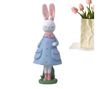 Générique Bunny Ornament - Easter Home Decor, Rabbit Table Sculpture, Resin Figure with Skirt, Desk Mantel Entryway Shelf Display, Holiday Birthday Decoration for Children Adults Collectors