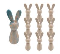 Générique Bunny Peg Dolls - Wooden Bunny Peg Dolls | 10 Pieces Animal Statue Figurines, Easter Pegs Doll Figurines Unfinished Wooden Pegs Doll for Party Decorations Crafts Home Art Office Bedroom