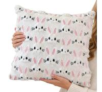 Générique Bunny Pillow Cover - Plush, 18x18in Cute Pillowcase Soft Decorative Cushion Cover | Easter-Themed Home Accent Spring Decor, Bunny Throw Pillow Covers for Sofa, Bed, Living Room, Patio