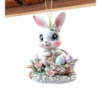 Générique Bunny Shape Cute Decoration Ornaments | 8x5.9x0.3cm Cute Easter Theme Wreath - Travel-Friendly Rabbit Garland Door Wreath Exquisite Design for Door Wall Window