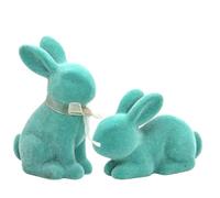 Générique Bunny Statue,2 Pieces Flocked Easter Animal Statue - Resin Bunny Sculpture - for Easter Home Tabletop Shelf Spring Display Party Centerpiece Tiered Tray
