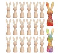 Générique Bunny Wood Cutout, 20-Piece Unpainted Wooden Bunny Set, Easter Craft Shapes, Natural Wood Figures, Rustic Holiday Display for Farmhouse, Spring Table, Party Decorations