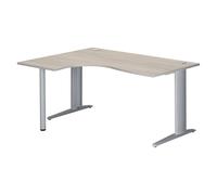 Générique Bureau Compact chêne Gris L 160 cm Retour à Gauche piètement métal Plus Essens (Aluminium)