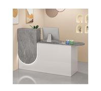 Générique Bureau d'accueil Moderne avec tiroirs, comptoir de Vente pour Salon de Coiffure, Bureau, Magasin, Clinique, Maison (Gris, côté Droit, L140 cm/55,1 po)