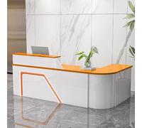 Générique Bureau d'accueil Moderne - Comptoir élégant pour réception, Hall d'entrée, Restaurant - Bureau de réception Debout Blanc et Orange de 140 cm - Mobilier de Bureau Contemporain