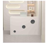 Générique Bureau d'accueil Moderne et Compact avec tiroir verrouillable et étagères Ouvertes. Comptoir d'accueil Moderne pour Hall d'immeuble de Bureaux, café, Salon de beauté (Blanc et Gris, 79 x 43