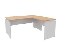 Générique Bureau d'angle Ineo avec Retour Simple positionnable Droite/Gauche L160 x P160 cm chêne piètement Blanc