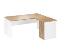 Générique Bureau d'angle L 160 cm avec Retour Suspendu sur Caisson positionnable Droite/Gauche chêne Clair INEO