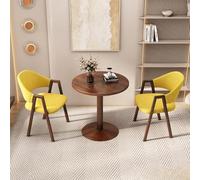 Générique Bureau De Réception Rond avec 2 Chaises - Ensemble Table Conférence, Réunion for Petites Entreprises Et for Petits Espaces, Zone(Yellow Fabric)