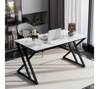 Générique Bureau d'ordinateur Moderne en Pierre d'ardoise, Table d'écriture rectangulaire avec Pieds en métal, Bureau de Jeu élégant pour Chambre, Bureau et Bureau (100 x 50 x 75 cm)