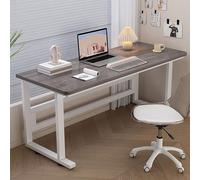 Générique Bureau d'ordinateur Style Industriel Moderne - Structure Robuste en métal et Plateau en Bois, idéal pour Travailler, étudier, écrire et Jouer - Spacieux Bureau Gris de 180 x 51 cm