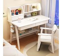 Générique Bureau Enfant avec étagère intégrée - Table d'étude en Bois Massif avec tiroir et bibliothèque, Poste de Travail Informatique pour Enfants, idéal pour la Maison et l'école, 61 x 46 x 76 cm,