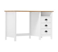 Générique Bureau Hill avec 3 tiroirs 120x50x74 cm Pin Solide, Meubles, Meubles de Bureau, Bureaux, Blanc, (Poids 18.89KG)