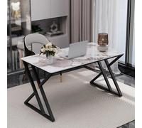 Générique Bureau Moderne en Pierre d'ardoise - Table d'écriture et d'ordinateur rectangulaire avec Pieds en métal - Bureau de Jeu et d'étude pour la Maison, la Chambre et Le Bureau (Style B, 120 x 60