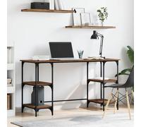Générique Bureau rectangulaire en Bois d'ingénierie avec étagères, Style Rustique Industriel, Pieds en métal, Finition Opaque, idéal pour Le télétravail et l'étude, Espace de Rangement