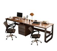 Générique Bureau Simple Deux Places avec 3 Tiroirs, Bureau Deux Places Robuste et Stable, Bureau D'Ordinateur Extra Long pour la Maison, Les éTudes, Le Travail(Brown,200x50x73cm)