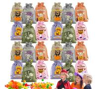Générique Burlap Halloween Traite Les Sachets - 24 Pc Sacs De Jute Avec Cordon De Cordon | Sac À Bonbons | Trick Ou Treat Sacs | Sac De D'Halloween Pour Les Fournitures | Petite Pochette De Bonbons C
