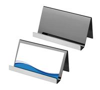 Générique Business Card Holder - 2 Pieces Stainless Steel Desktop Display Stand for Organized Presentation, Business Card Stand with Material, Office Accessory for Indoor Home Workplace Studio School