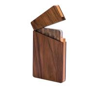 Générique Business Card Holder, Magnetic Wooden Case, 9x6cm Pocket Organizer, Bamboo Wood Construction, Storage Holder with Secure Closure, Travel Office Accessory for Men Women