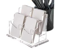 Générique Business Card Organizer, Desktop Acrylic Display Holder, 4.41 Inches Multi-Compartment Stand, Name Card Rack for Offices Reception Home Use, Personal, Company, Transparent