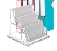 Générique Business Card Organizer, Desktop Acrylic Display Holder, 4.41 Inches Multi-Compartment Stand, Name Card Rack for Offices Reception Home Use, Personal, Company, Transparent