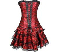 Générique Bustier Corset avec Jupe Robe de soirée Sexy Broderie Robe de soirée Courte Gothique Halloweenn Jupe Tutu Robe Les Bretelles Robe Steampunk Femme