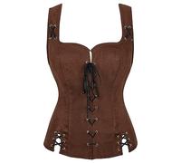 Générique Bustier Corset Renaissance Femme Sexy, Gilet à lacets Steampunk Renaissance Médiévale pour Halloween, Corset de Pirate Gothique Ventre Plat, Accessoires Carnaval Cosplay Fête XS-3XL
