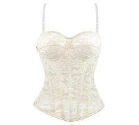 Générique Bustier Femme,Body éLéGant en Dentelle Transparente avec Fermeture éClair LatéRale Et Bretelles pour Une Silhouette Sculptante Et éLéGante