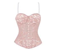 Générique Bustier Femme,Body éLéGant en Dentelle Transparente avec Fermeture éClair LatéRale Et Bretelles pour Une Silhouette Sculptante Et éLéGante