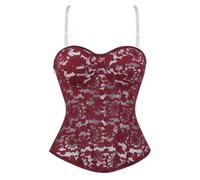 Générique Bustier Femme,Body éLéGant en Dentelle Transparente avec Fermeture éClair LatéRale Et Bretelles pour Une Silhouette Sculptante Et éLéGante
