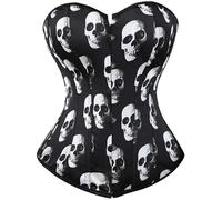 Générique Bustier Femme Imprimé Squelette Structure Os Poisson Style Français Laçage Dorsal pour Décontracté Printemps Été Élégance Rétro Gaine Amincissante