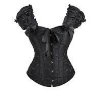 Générique Bustiers Et Corsets Femme Corset Noir Sexy Gaine Amincissante Ceinture Gainante Bustier Top Lacets Tenue Medievale pour Ceintures Ventre Plat Dentelle Broderie Le Noir L