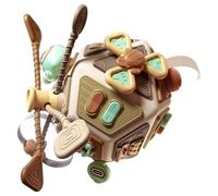 Générique Busy Cube - Educational Learning Wood Block, Sensory Skill Development Board with Mechanical Latches, Fine Motor Coordination Tool, Ideal for Carseat Plane Travel Airplane