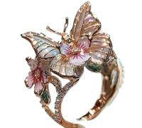 Générique Butterfly Flower Ring,Enamel Butterfly Flower Ring,Size Can Be Changed at Will,Women's Fashion Shiny Flowers Butterflys Rings (Rose Gold-B)