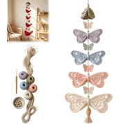 Générique Butterfly Garden Cascade DIY Crochet Kit with Tutorials Soft Yarn & Hook, Colorful Creative Crochet Decoration Project, Hanging Ornament Craft for Beginners and Adults, Gifts for Women