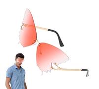 Générique Butterfly Sunglasses - Oversized Eyeglasses for Sun-Protection | Rimless Winged Silhouette with Gradient Tinted Lenses & Lightweight Temples for Driving, Festivals, Vacations and Summer