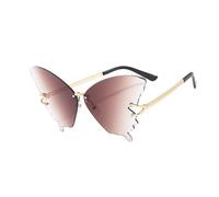 Générique Butterfly Sunglasses - Oversized Eyeglasses for Sun-Protection | Rimless Winged Silhouette with Gradient Tinted Lenses & Lightweight Temples for Driving, Festivals, Vacations and Summer