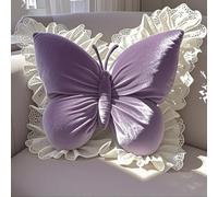 Générique Butterfly Throw Pillow,Butterfly Shaped Decorative Pillow for Sofa Couch Bed,Plush Velvet Lumbar Support Cushion,Home Garden Decor (Purple)