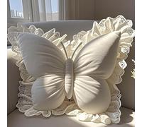 Générique Butterfly Throw Pillow,Butterfly Shaped Decorative Pillow for Sofa Couch Bed,Plush Velvet Lumbar Support Cushion,Home Garden Decor (White)