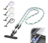 Générique C to C 240W Charging Cable with Wearable Bracelet Design, Includes Lanyard Patch, Plug & Go, Fast 240W Charging, 480Mbps Data Transfer, for Laptop, Tablet & Phone (1.2m/47.24in-Blue B)
