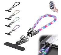 Générique C to C 240W Charging Cable with Wearable Bracelet Design, Includes Lanyard Patch, Plug & Go, Fast 240W Charging, 480Mbps Data Transfer, for Laptop, Tablet & Phone (0.3m/11.81in-Pink B)