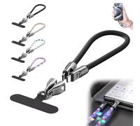 Générique C to C 240W Charging Cable with Wearable Bracelet Design, Includes Lanyard Patch, Plug & Go, Fast 240W Charging, 480Mbps Data Transfer, for Laptop, Tablet & Phone (0.3m/11.81in-Black B)
