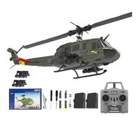Générique C032 UH-1 RC Hélicoptère Jouets pour Adultes, 1/48 Échelle 2.4G 6CH RC Brushless Flybarless Helicopter, Modèle d'avion gyroscopique 6 Axes avec positionnement de Flux Optique,2 Battery