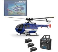 Générique C186MAX BO105 RC hélicoptère pour Adultes, 1:48 2.4G 4CH RTF Single Flybarless Direct-Drive RC hélicoptère extérieur, RC Avion Positionnement du Flux Optique,3 Batteries
