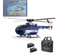 Générique C186MAX BO105 RC hélicoptère pour Adultes, 1:48 2.4G 4CH RTF Single Flybarless Direct-Drive RC hélicoptère extérieur, RC Avion Positionnement du Flux Optique,2 Batteries