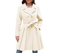 Générique Caban pour Femme Manteaux D'Hiver Cintré Coupe Trapèze Manteau Classique Col Revers Trench Coat D'Hiver pour Femme Manteau Double Boutonnage avec Poches Ceinturé