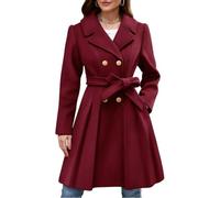 Générique Caban pour Femme Manteaux D'Hiver Cintré Coupe Trapèze Manteau Classique Col Revers Trench Coat D'Hiver pour Femme Manteau Double Boutonnage avec Poches Ceinturé